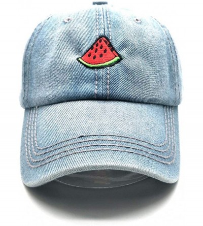 Baseball Caps Strawberry Hat Cherry Hat Watermelon Embroidered Adjustable - Biue - C618NCAUIYQ $22.39