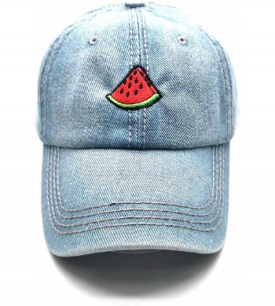 Baseball Caps Strawberry Hat Cherry Hat Watermelon Embroidered Adjustable - Biue - C618NCAUIYQ $20.05