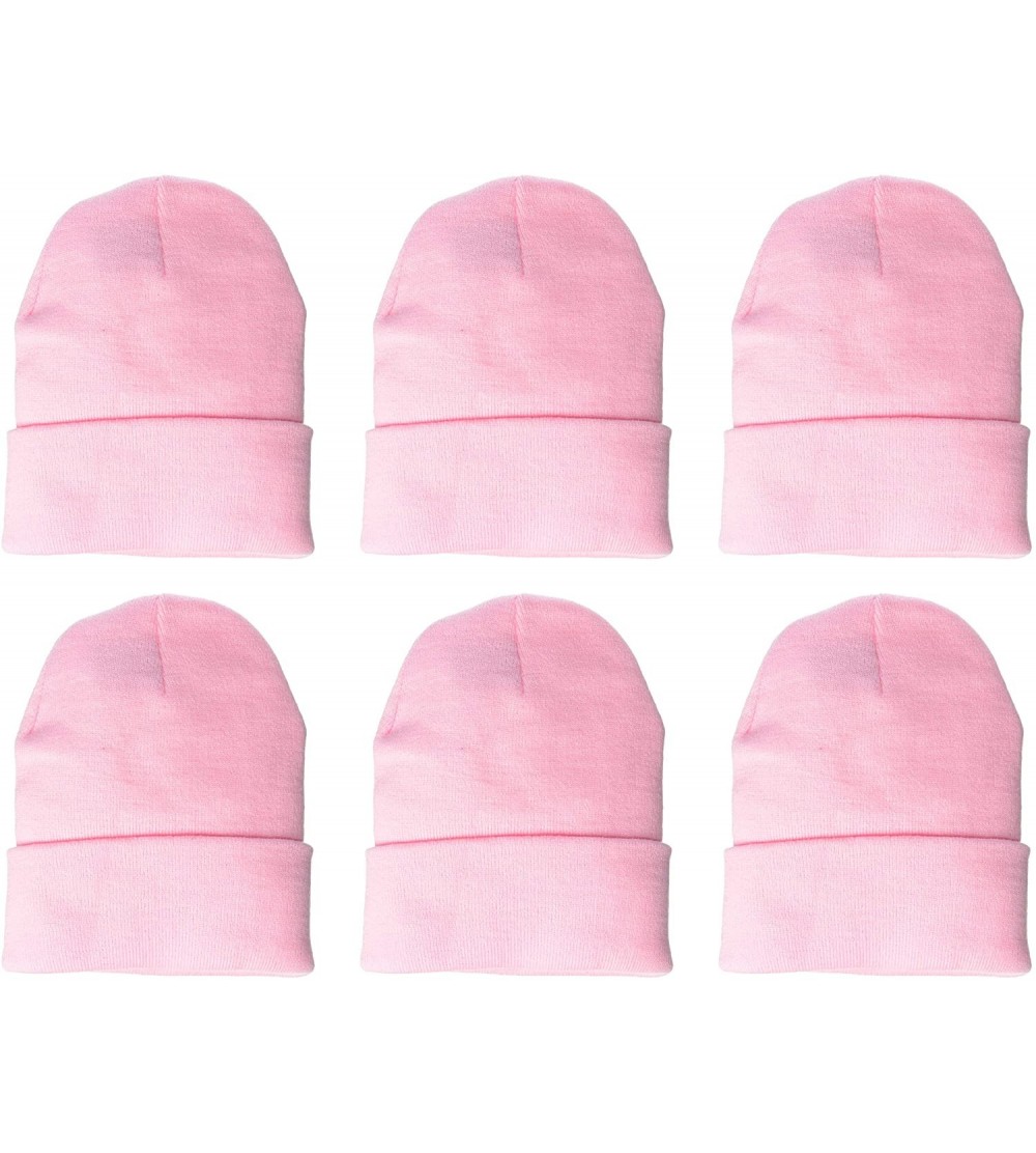 Skullies & Beanies Men's Knit Beanie with Cuff (6 Pack) - Pink - CD18GZD539G $14.42