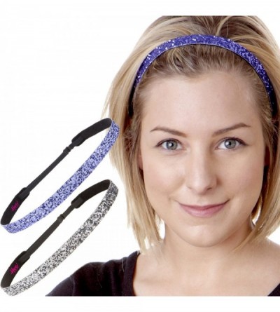 Headbands Women's Adjustable NO Slip Skinny Bling Glitter Headband - Gunmetal & Purple - C311OI91BN1 $23.05