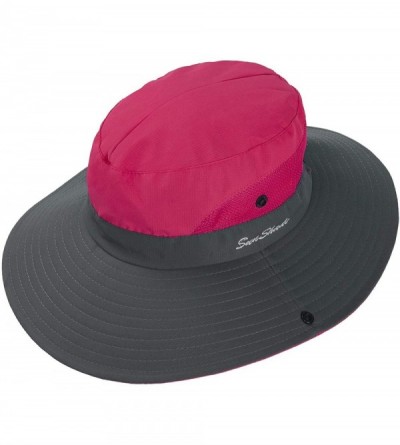 Sun Hats Women's Ponytail Safari Sun Hat-Wide Brim UV Protection Outdoor Bucket Hat-Foldable Beach Summer Fishing Hat - CP18W...
