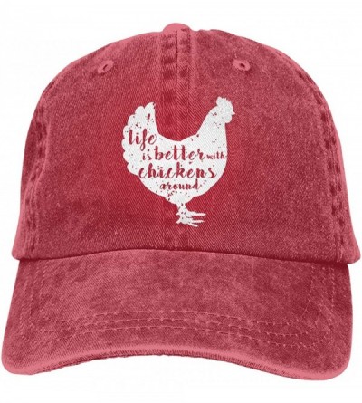 Baseball Caps Life is Better with Chickens Around Vintage Adjustable Ponytail Cowboy Cap Gym Caps for Female Women Gifts - Re...