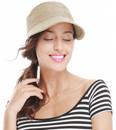 Sun Hats Women Straw Hat Wide Brim Sun Visor Beach Golf Cap Hat Summer Beach Hat - Beige-stlye 2 - CW17XX97GQ0 $8.83
