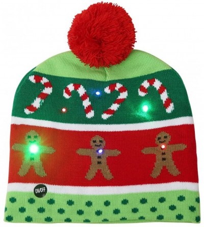 Skullies & Beanies LED Light up Hat Ugly Sweater Holiday Xmas Beanies - Candycane - C618AUW5N4H $18.75