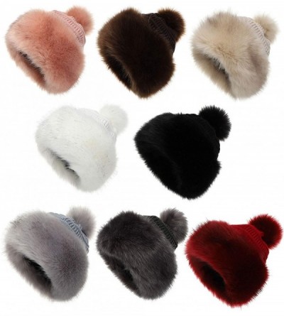 Bomber Hats Women's Faux Fur Hat Russian Style Monglian Warm Soft Cossack Pompom Ski Hats for Winter - Black - CZ18WXX6H5K $2...