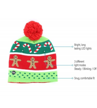 Skullies & Beanies LED Light up Hat Ugly Sweater Holiday Xmas Beanies - Candycane - C618AUW5N4H $11.35