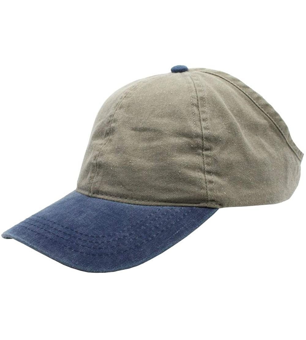 Baseball Caps Ponytail Open Back Washed Cotton Adjustable Baseball Cap - Navy Khaki - CB180YWQ885 $10.35