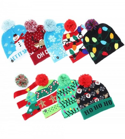 Skullies & Beanies LED Light up Hat Ugly Sweater Holiday Xmas Beanies - Candycane - C618AUW5N4H $11.35