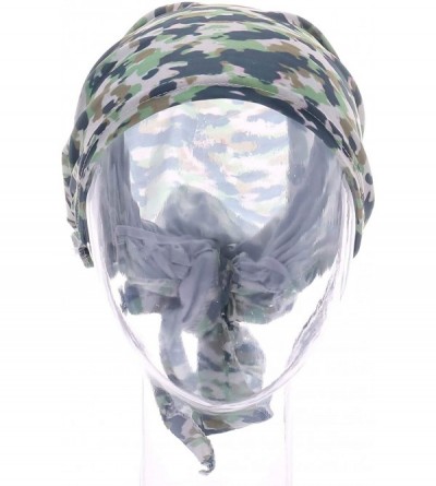 Skullies & Beanies Women Chemo Headscarf Pre Tied Hair Cover for Cancer - Green & Black Camouflage - CB198KEDLX0 $11.46