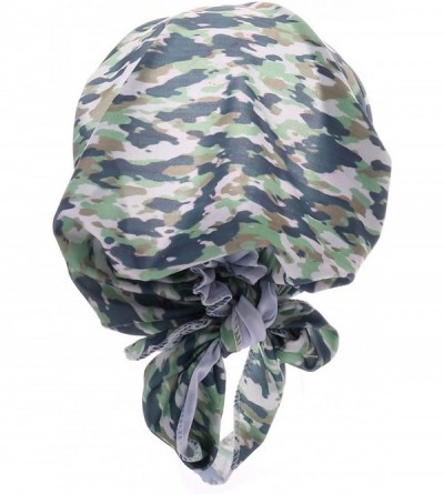 Skullies & Beanies Women Chemo Headscarf Pre Tied Hair Cover for Cancer - Green & Black Camouflage - CB198KEDLX0 $11.46