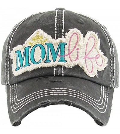 Baseball Caps JP Adjustable Mom Life Princess Crown Vintage Distressed Womens Ladies Hat Cap - Black - C518DY6CRIE $21.21