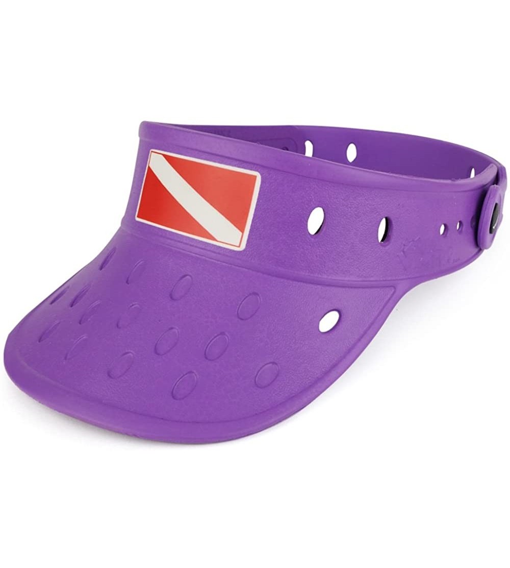 Visors Durable Adjustable Floatable Summer Visor Hat with DIVEFLAG Charm - Purple - C417YY4Q7C0 $18.06