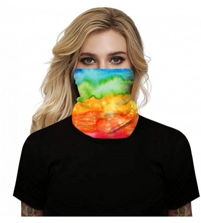 Balaclavas Seamless Bandanas Balaclava Face Mask Neck Gaiter Tie Dye Print for Men Women - Tie Dye Rainbow - CR197WGCS2G $9.35