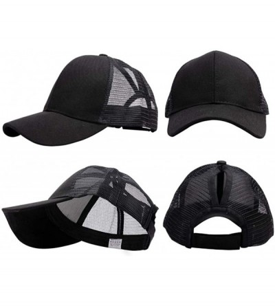 Baseball Caps Ponytail Baseball Adjustable Trucker Black - Black(mesh) - CV18OR3AIK0 $12.35