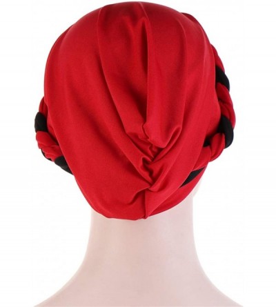 Skullies & Beanies Chemo Cancer Head Hat Cap Ethnic Bohemia Pre-Tied Twisted Braid Hair Cover Wrap Turban Headwear - H Black ...