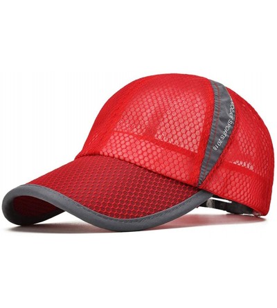 Baseball Caps Men's Outdoor Quick Dry Mesh Baseball Cap Adjustable Lightweight Sun Hat for Running Hiking - Red - CV18R2GMC6M...