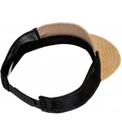 Baseball Caps Straw Summer Sun Visor Hat Cap - Khaki- Black - CE185DR57N0 $10.38