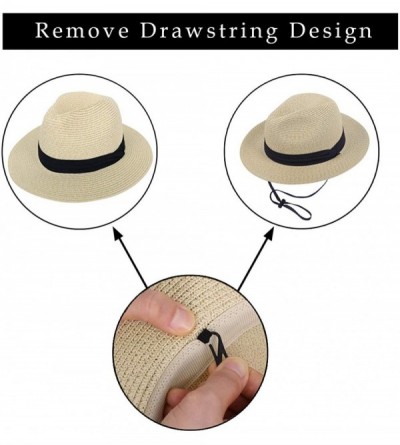 Sun Hats Mens Women's Wide Brim Straw Panama Sun Hat - Beige - CG18KDXMZQS $16.77