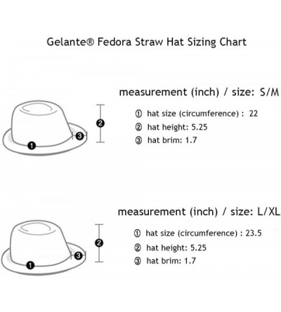 Fedoras Summer Fedora Panama Straw Hats with Black Band - White Camo - CP183C6TRZK $13.54