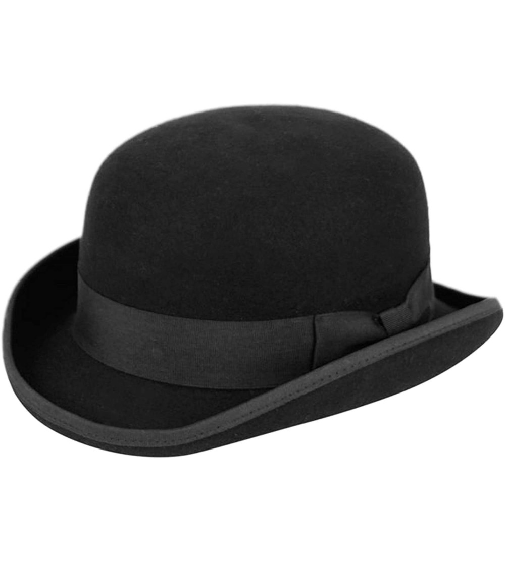 Fedoras Men's Wool Felt Derby Hat - Black - C218LDTUHIU $45.18