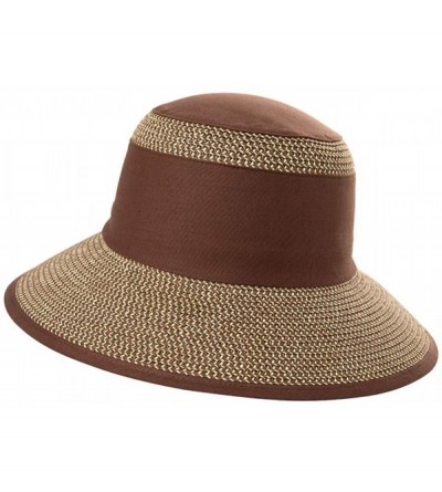 Sun Hats Womens Braided Summer Sun Hat UPF Protection Panama Fedora Outdoor Beach Hiking - 00770_coffee Brown - CQ18UZ9YHLZ $...