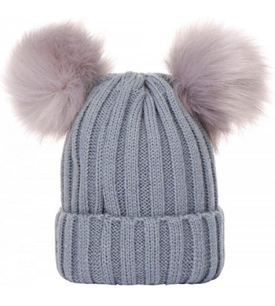 Skullies & Beanies Look! Casual Knit Hat Beanie Hairball Baby Boys Girls Winter Solid Color Warm Cap - Gray - CE18KZAD8UA $11.24