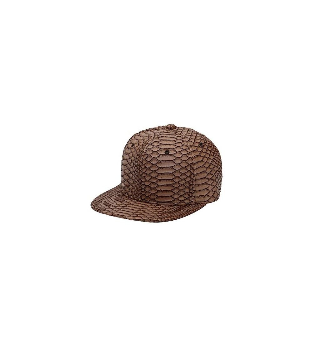 Baseball Caps Plain Animal Snakeskin PU Leather Strapbacks Hat (Black/Brown) - Brown - C2126FY8LWZ $14.99