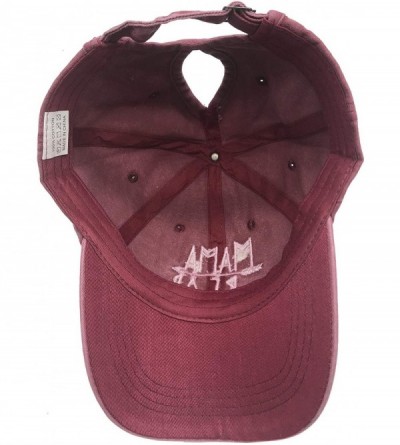Baseball Caps Mama Bear Ponytail Hat Vintage Washed Distressed Baseball Dad Cap for Women - Red - CJ18XEAXU0O $17.26