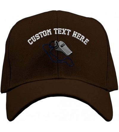 Baseball Caps Custom Baseball Cap Referee Whistle B Embroidery Dad Hats for Men & Women - Brown - CB18SEZSDD2 $19.73