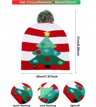 Skullies & Beanies 3 Pieces Led Christmas Knitted Hat Light up Xmas Beanie Cap Novelty Unisex Led Winter Hat with 6 Colorful ...