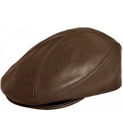 Newsboy Caps Genuine Leather Ivy Flat Cap- Made in The USA (Small/Medium- Brown) - CG119EBLQFL $57.61