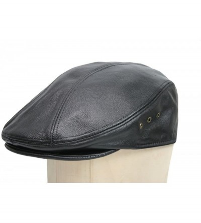 Newsboy Caps Genuine Leather Ivy Flat Cap- Made in The USA (Small/Medium- Brown) - CG119EBLQFL $31.84