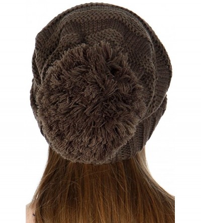 Skullies & Beanies Beanie for Women - Fur Pom Pom Hat Beanie hat for Women- Soft Warm Cable Winter Hats for Women - CZ187WSC5...