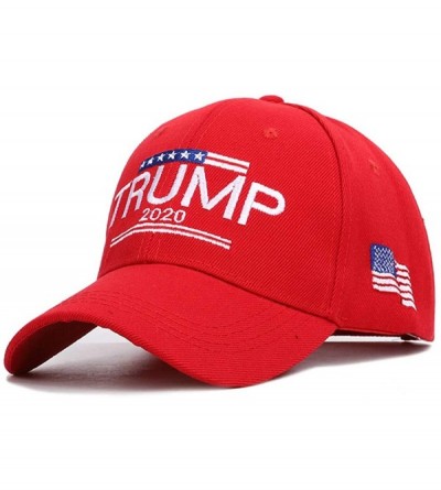 Baseball Caps Trump 2020 Hat & Flag Keep America Great Campaign Embroidered/Printed Signature USA Baseball Cap - Red - C218UZ...