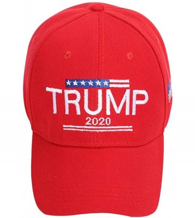 Baseball Caps Trump 2020 Hat & Flag Keep America Great Campaign Embroidered/Printed Signature USA Baseball Cap - Red - C218UZ...