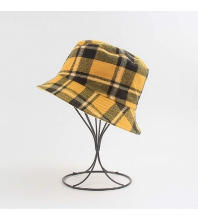 Bucket Hats Packable Bucket Hats Reversible Women Sun Plaid-Fisherman Caps - Yellow - C718UCH6ZXH $9.46