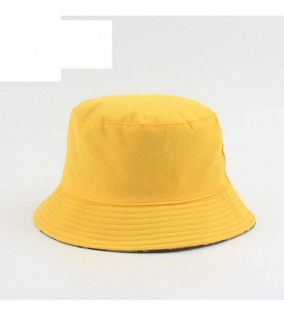 Bucket Hats Packable Bucket Hats Reversible Women Sun Plaid-Fisherman Caps - Yellow - C718UCH6ZXH $9.46