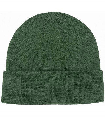 Skullies & Beanies Knit Beanie Hat Cuffed Plain Skull Cap for Men Women - Army Green - CH1922QMR0Z $9.88
