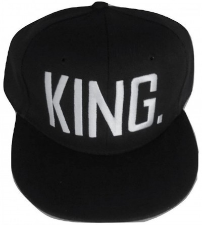 Baseball Caps King or Queen Royalty 3D Embroidered Adjustable Snapback Baseball Hat Cap - King- White Text - CC189C323SA $10.84