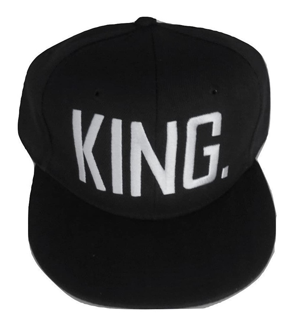 Baseball Caps King or Queen Royalty 3D Embroidered Adjustable Snapback Baseball Hat Cap - King- White Text - CC189C323SA $10.84
