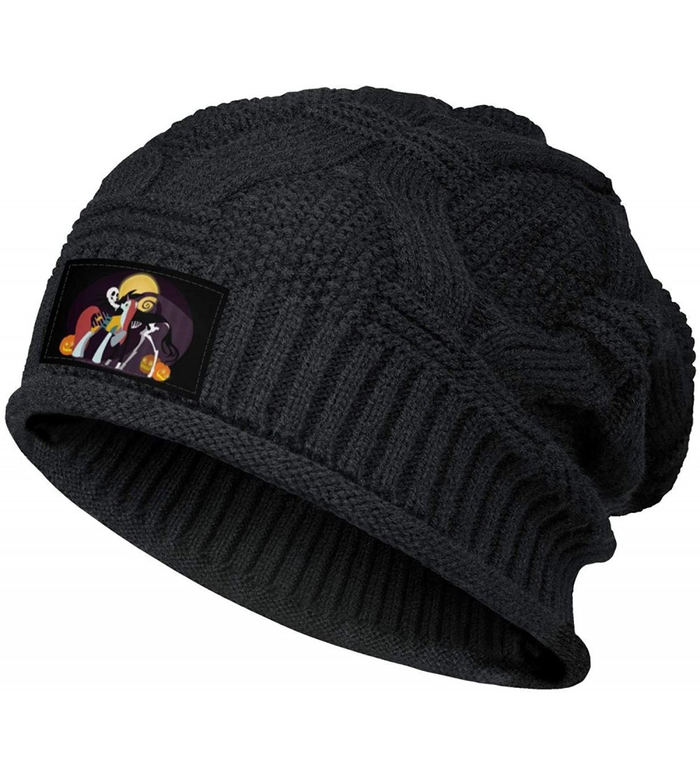 Skullies & Beanies Women's Mens Jack-Nightmare-Before-Christmas- Slouchy Beanie Hat Winter Baggy Knit Hats Black Skull Cap - ...