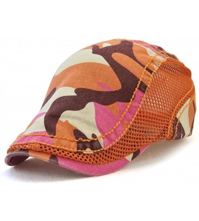 Newsboy Caps Hats Summer for Men Mesh Camouflage - Orange - CZ1872KD3CI $21.23