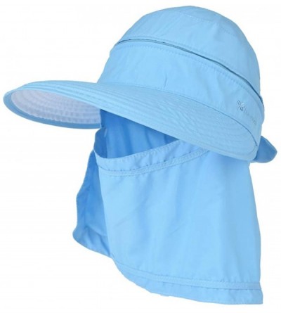 Sun Hats Women 3 in 1 Zip Off Wide Brim Folding Sun Hat UV Protection Neck Face Flap Cap Summer Outdoor Beach Visor Hats - CK...