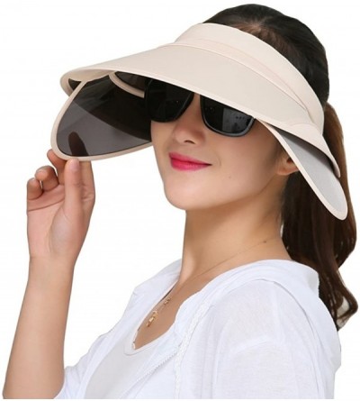 Sun Hats Sun Hats Unisex Summer Hat Outdoor UV Protection Wide Large Brim Cap Beach Visor Empty Top Caps Foldable - Beige - C...