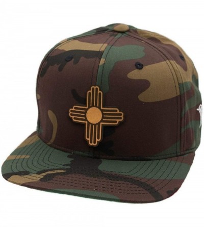 Baseball Caps NewMexico 'The Zia' Leather Patch Snapback Hat - Camo - CB18IGQNMUW $27.46
