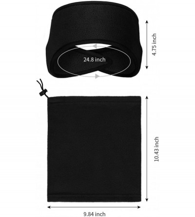 Cold Weather Headbands 6 Pieces Fleece Ear Warmers Headband Fleece Neck Warmer Set Neck Gaiter for Women Men - Black - C618AL...