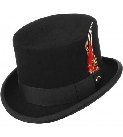 Fedoras Men 100% Wool Mad Hatter Satin Lined Black Low Top Hats - Black - C718M9CUKCW $61.38
