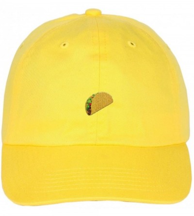 Baseball Caps Taco Emoji Logo on Unstructured Cotton Low Profile Strapback Baseball Dad Cap - Neon Yellow - CJ1822ELYUM $14.34