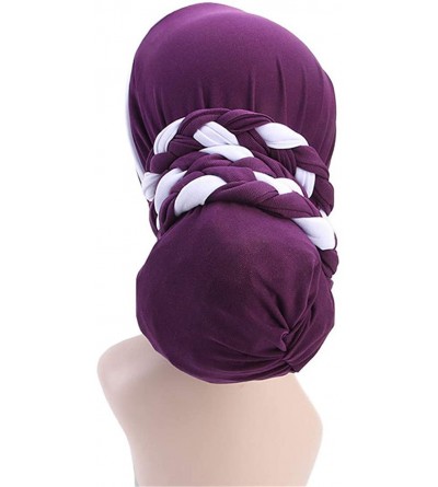 Skullies & Beanies Turban Soft Breathable Braided Durag Hair Snood Bun Hat Hair Braid - Tjm-341-1-beige - CS18M26XN2I $10.62