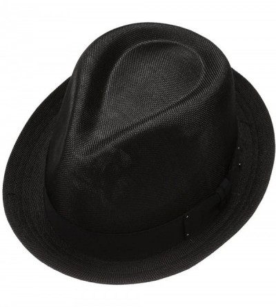 Fedoras Men's Summer Lightweight Linen Fedora Hat - Black - CR12GW4A6S9 $18.93